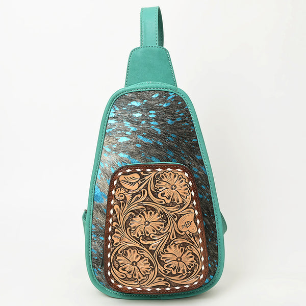 ADBG1146 American Darling Floral Hand Tooled Bag -Hair on Cowhide Sling