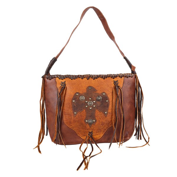 ADBGM422 Thunderbird Leather Hobo Bag with Fringe & Concho Accents - American Darling