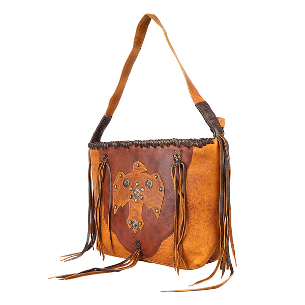 ADBGM422 Thunderbird Leather Hobo Bag with Fringe & Concho Accents - American Darling