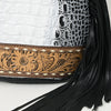 ADBG1482 American Darling Crocodile Embossed Sling Bag | Hand-Tooled Leather Fringe Bag
