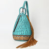 ADBG1482 American Darling Crocodile Embossed Sling Bag | Hand-Tooled Leather Fringe Bag