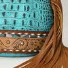 ADBG1482 American Darling Crocodile Embossed Sling Bag | Hand-Tooled Leather Fringe Bag