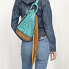 ADBG1482 American Darling Crocodile Embossed Sling Bag | Hand-Tooled Leather Fringe Bag