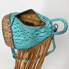 ADBG1482 American Darling Crocodile Embossed Sling Bag | Hand-Tooled Leather Fringe Bag