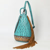 ADBG1482 American Darling Crocodile Embossed Sling Bag | Hand-Tooled Leather Fringe Bag
