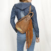 ADBG1482 American Darling Crocodile Embossed Sling Bag | Hand-Tooled Leather Fringe Bag