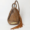 ADBG1482 American Darling Crocodile Embossed Sling Bag | Hand-Tooled Leather Fringe Bag