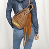 ADBG1482 American Darling Crocodile Embossed Sling Bag | Hand-Tooled Leather Fringe Bag