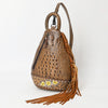 ADBG1482 American Darling Crocodile Embossed Sling Bag | Hand-Tooled Leather Fringe Bag