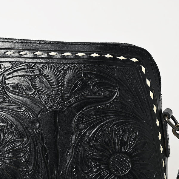 ADBG769 American Darling Hand Tooled Western Leather Crossbody - Floral Carved Full Grain Leather