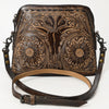 ADBG769 American Darling Hand Tooled Western Leather Crossbody - Floral Carved Full Grain Leather