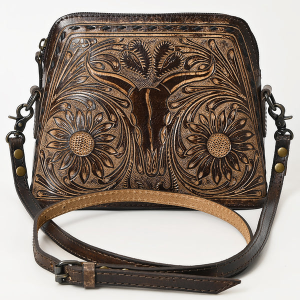 ADBG769 American Darling Hand Tooled Western Leather Crossbody - Floral Carved Full Grain Leather