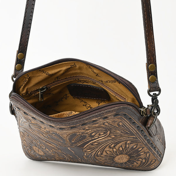 ADBG769 American Darling Hand Tooled Western Leather Crossbody - Floral Carved Full Grain Leather