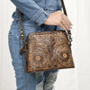 ADBG769 American Darling Hand Tooled Western Leather Crossbody - Floral Carved Full Grain Leather