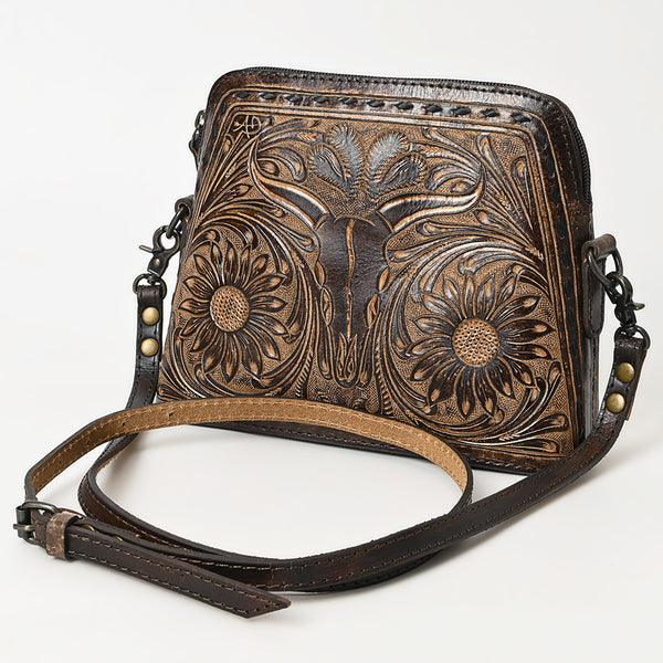 ADBG769 American Darling Hand Tooled Western Leather Crossbody - Floral Carved Full Grain Leather