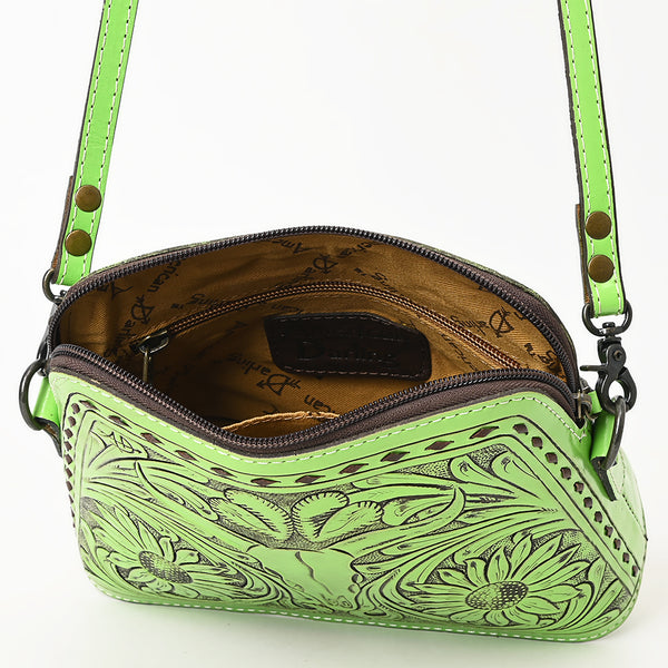 ADBG769 American Darling Hand Tooled Western Leather Crossbody - Floral Carved Full Grain Leather