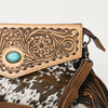 ADBG1484 American Darling Cowhide Hand-Tooled Envelop Bag | Fringe Crossbody Purse