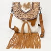 ADBG1486 American Darling Hair-On Cowhide & Hand-Tooled Crossbody Bag | Tassel Flap Purse