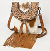 ADBG1486 American Darling Hair-On Cowhide & Hand-Tooled Crossbody Bag | Tassel Flap Purse