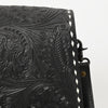 ADBGZ780A Black Hand-Tooled Leather Crossbody Bag - Western Floral Flap Purse