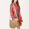 ADBGZ780 Natural Tooled Leather Crossbody Bag - Western Floral Flap Shoulder Purse