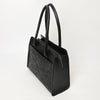 ADBGZ782A Structured Black Leather Tote Handbag - Hand-Tooled Floral Western Panel