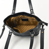 ADBGZ783A Hand-Tooled Black Leather Tote Bag - Western Floral Design with Detachable Strap