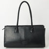 ADBGZ833A Black Hand-Tooled Leather Western Tote bag Braided Handles & Floral Carving