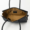 ADBGZ833A Black Hand-Tooled Leather Western Tote bag Braided Handles & Floral Carving