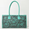 ADBGZ833 Hand-Tooled Leather Western Handbag - Floral Design with Braided Handles