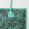 ADBGZ833 Hand-Tooled Leather Western Handbag - Floral Design with Braided Handles