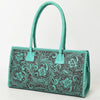 ADBGZ833 Hand-Tooled Leather Western Handbag - Floral Design with Braided Handles