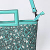 ADBGZ835 Hand-Tooled Leather Western Tote Handbag - Square Handle Design