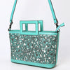 ADBGZ835 Hand-Tooled Leather Western Tote Handbag - Square Handle Design