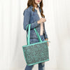 ADBGZ837 Hand-Tooled Leather Tote Bag - Western Floral Statement