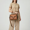 ADBGM435 Western Leather Crossbody Bag with Braided Edge & Top Handle - Genuine Tan Cowhide