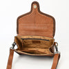 ADBGM435 Western Leather Crossbody Bag with Braided Edge & Top Handle - Genuine Tan Cowhide