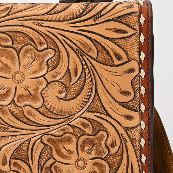 ADBG1487 American Darling Hand-Tooled Leather Messenger Bag Floral Carved Genuine Western Purse