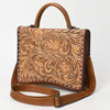 ADBG1487 American Darling Hand-Tooled Leather Messenger Bag Floral Carved Genuine Western Purse