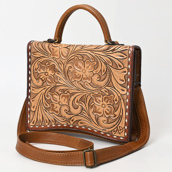 ADBG1487 American Darling Hand-Tooled Leather Messenger Bag Floral Carved Genuine Western Purse