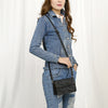 ADBG1491 American Darling Hand-Tooled Leather Small Cross Body Bag Floral Carved Western Purse