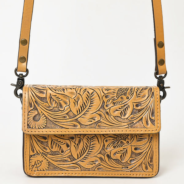 ADBG1491 American Darling Hand-Tooled Leather Small Cross Body Bag Floral Carved Western Purse