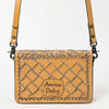 ADBG1491 American Darling Hand-Tooled Leather Small Cross Body Bag Floral Carved Western Purse
