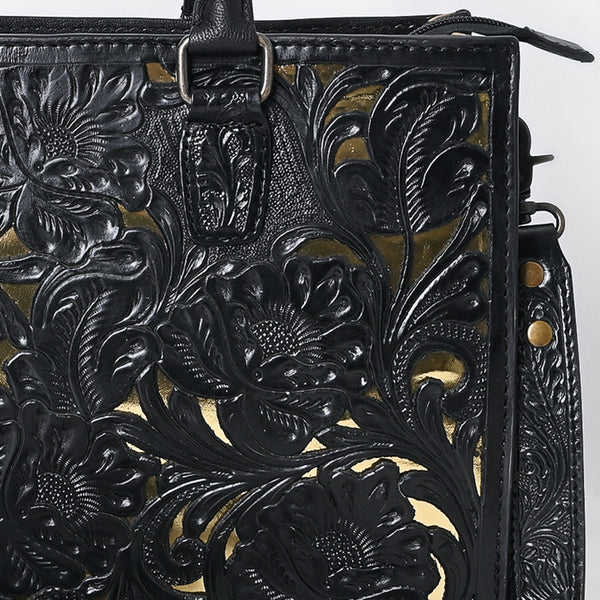 ADBG1492 American Darling Hand-Tooled Genuine Leather Western Tote Bag for Women | Floral Carved Everyday Tote