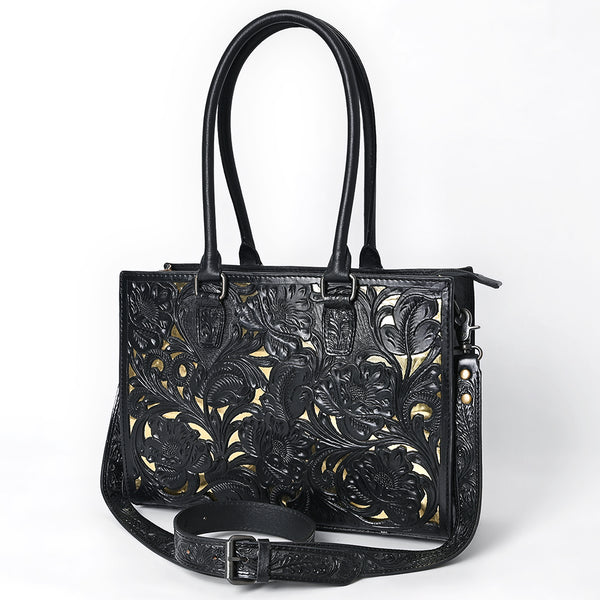 ADBG1492 American Darling Hand-Tooled Genuine Leather Western Tote Bag for Women | Floral Carved Everyday Tote