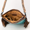 ADBG1493 American Darling Hand-Tooled Leather Large Crossbody Bag | Hair-On Cowhide Fringe Purse