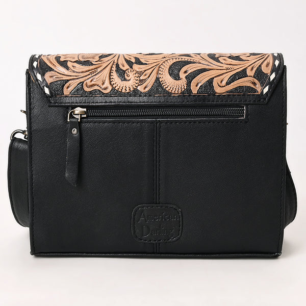 ADBG1494 American Darling Hand-Tooled Leather Small Crossbody Bag Floral Carved Buckstitched Purse