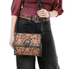 ADBG1494 American Darling Hand-Tooled Leather Small Crossbody Bag Floral Carved Buckstitched Purse