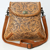 ADBG1496 American Darling Hand-Tooled Leather Crossbody Bag | Floral Carved Western Purse