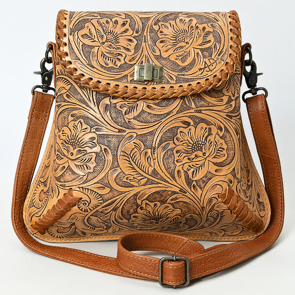 ADBG1496 American Darling Hand-Tooled Leather Crossbody Bag | Floral Carved Western Purse